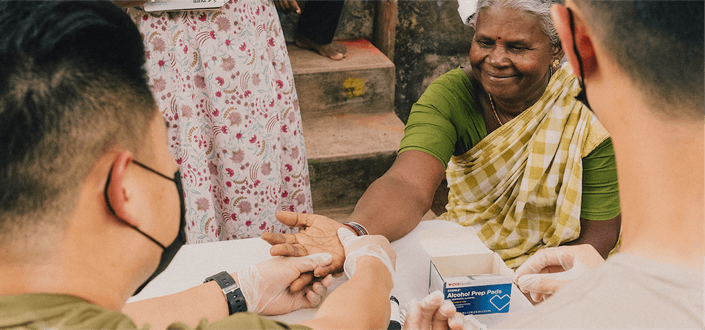 Woman receiving medical care