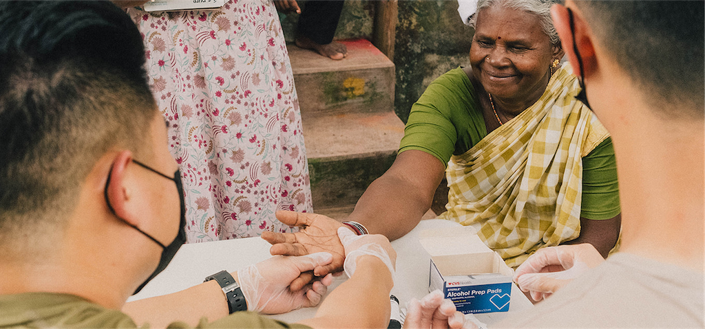 Woman receiving medical care